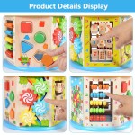 Cub din lemn  8 in 1 multifunctional Wooden Activity Cube
